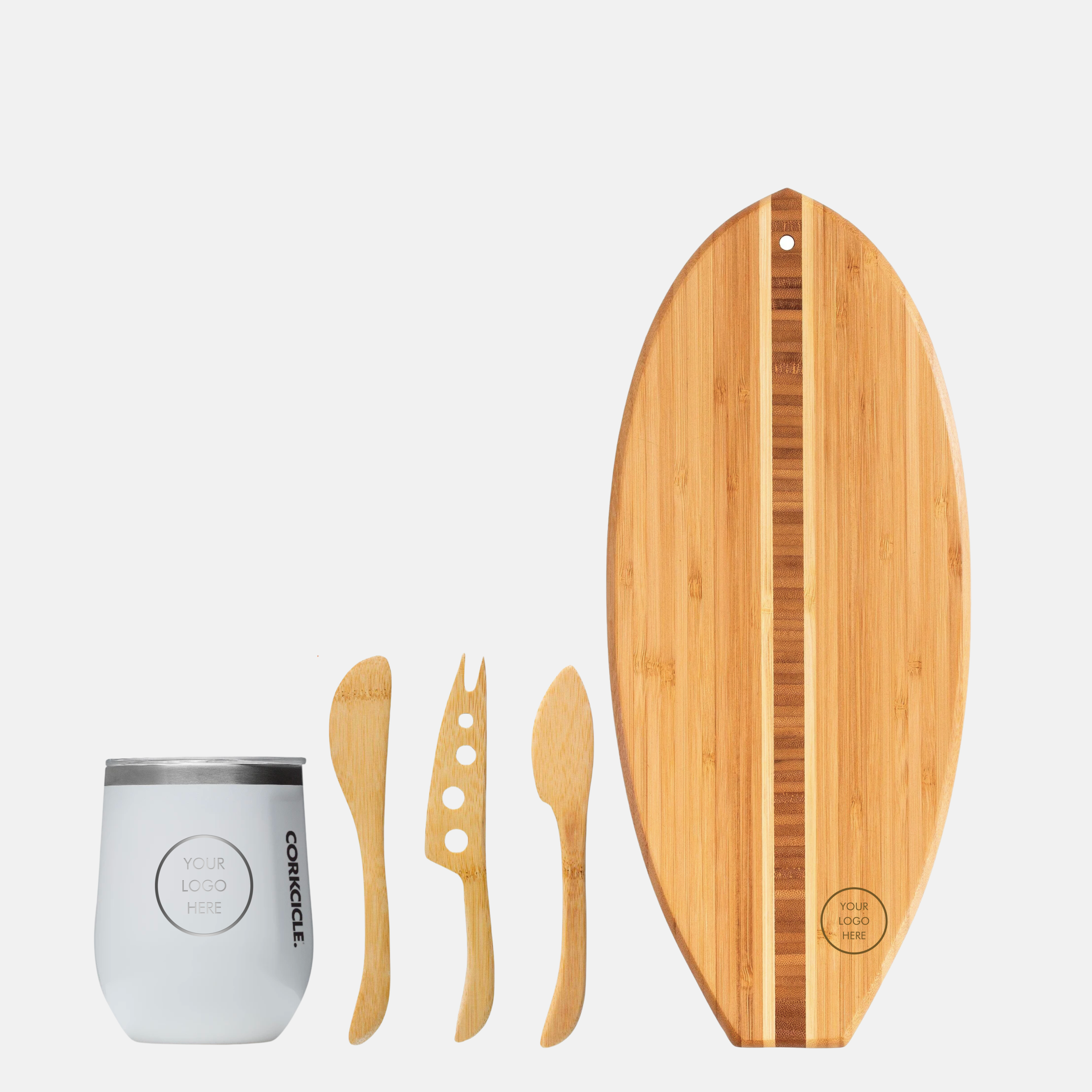 Totally Bamboo Lil' Surfer Surfboard Shaped Bamboo Serving and Cutting Board, 14-1/2 x 6