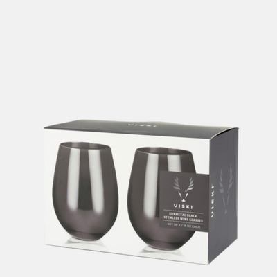 Viski Gunmetal Stemless Wine Glasses - Shop BirdieBox