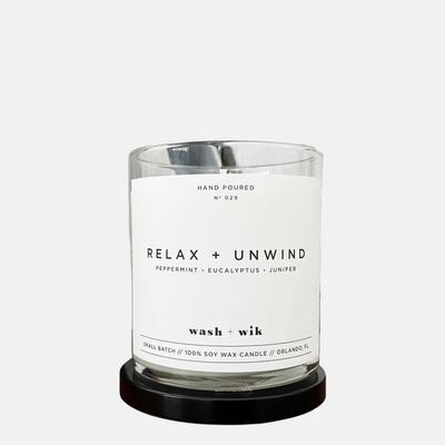 Wash + Wik Relax and Unwind Soy Wax Candle - Shop BirdieBox