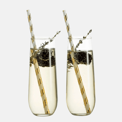 Old Tymes Set of 2 Stemless Flute Glasses - Shop BirdieBox